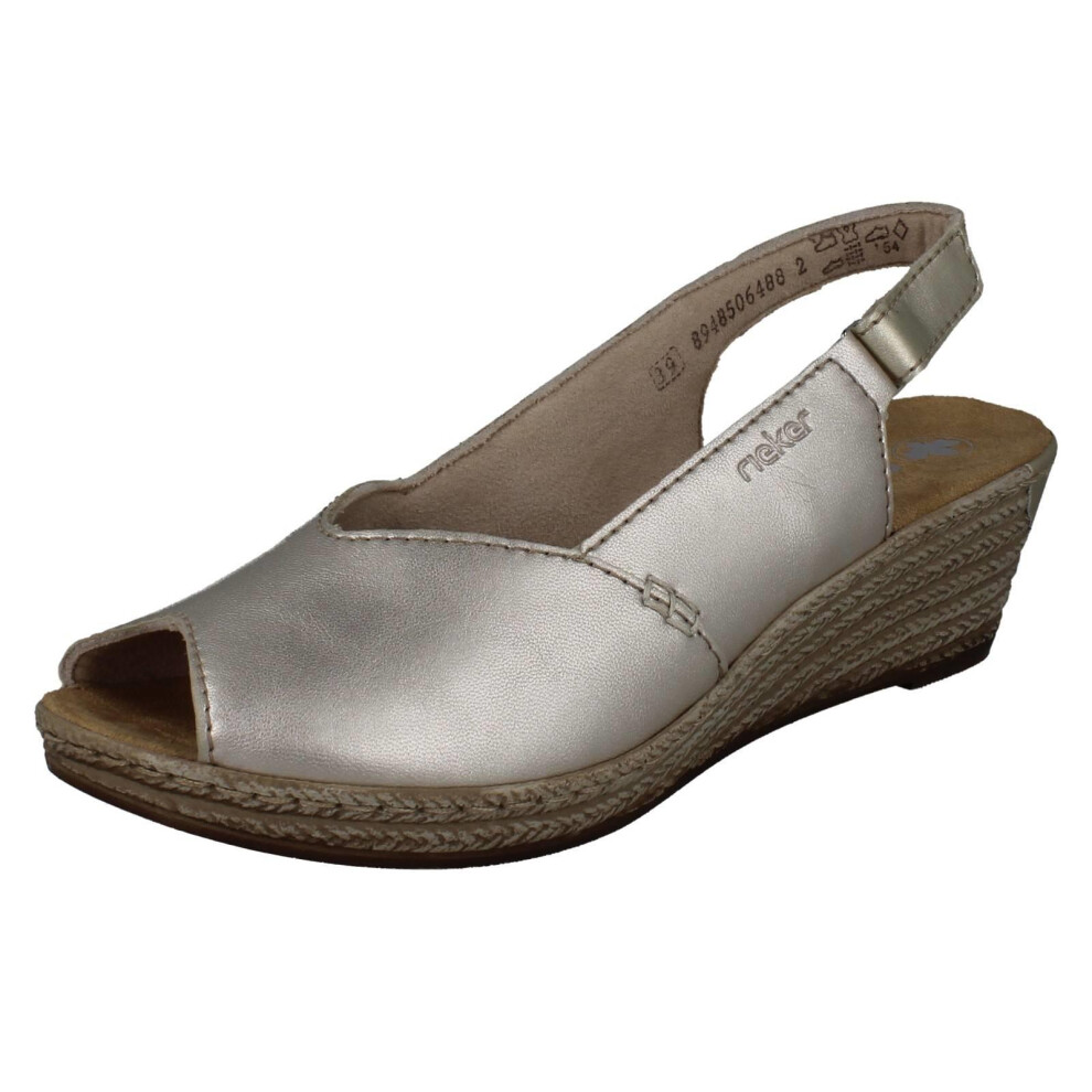 Rieker (Gold, Uk 3.5) Ladies Slingback Wedge Sandals 62462