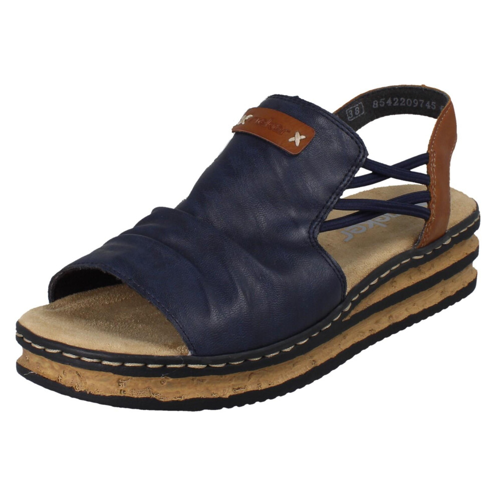 Rieker (Blue, Uk 6.5) Ladies Wedge Sandal 62962