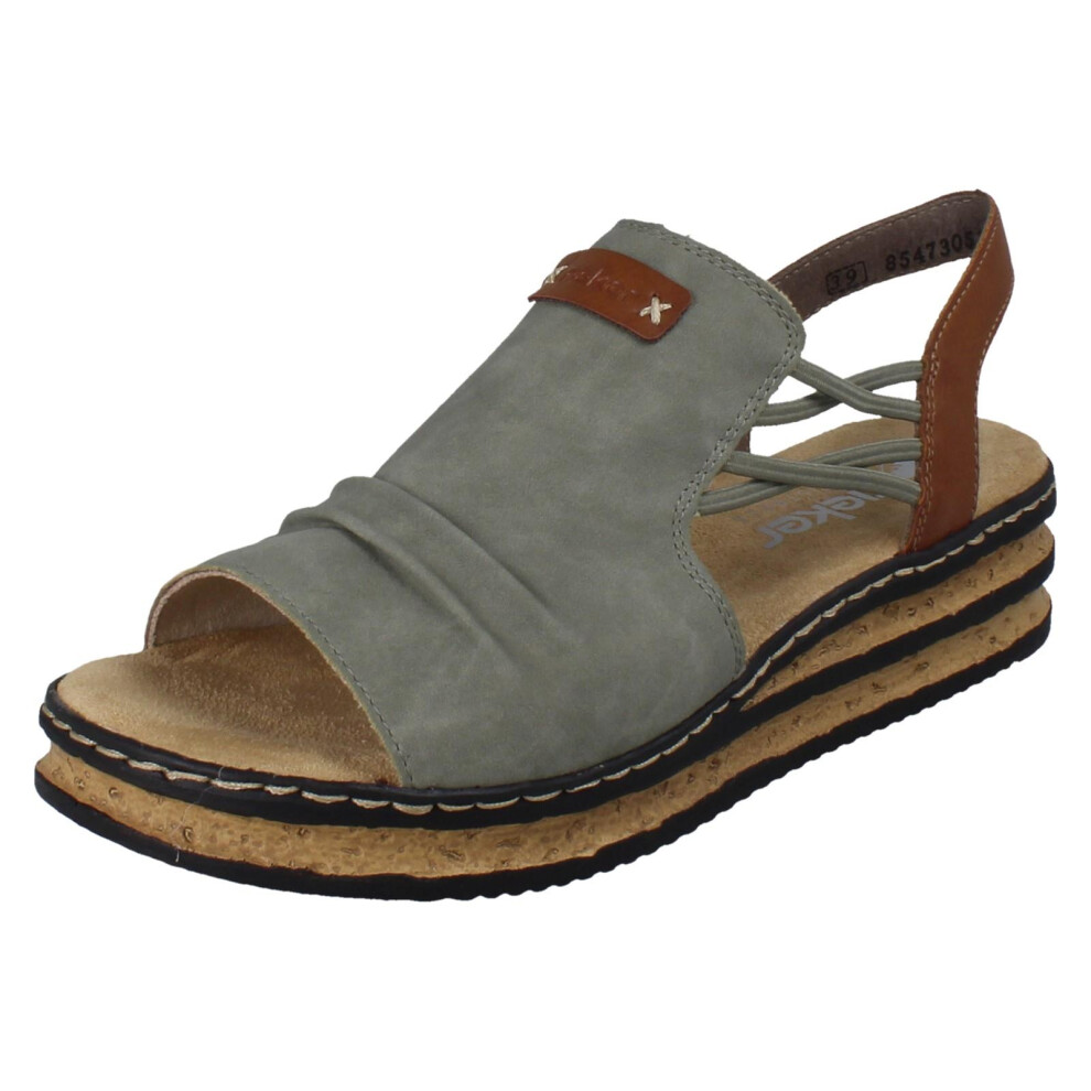 Rieker (, Uk 7.5) Ladies Wedge Sandal 62962 Green