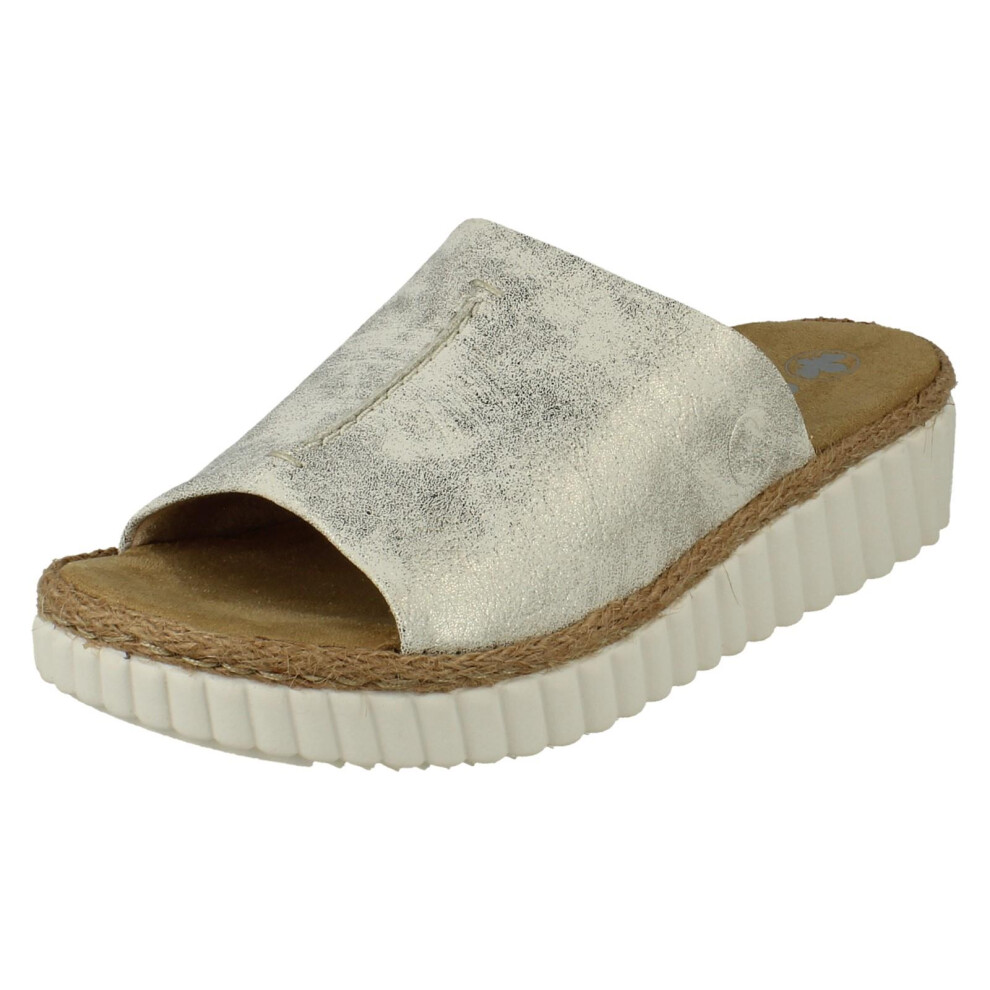 Rieker (Beige, Uk 6.5) Ladies Riekers Extra Wide Sliders Sandals 69288