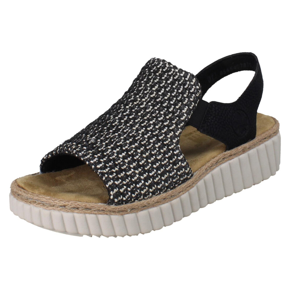 Rieker (, Uk 8) Ladies Wedge Sandal 69276 Black