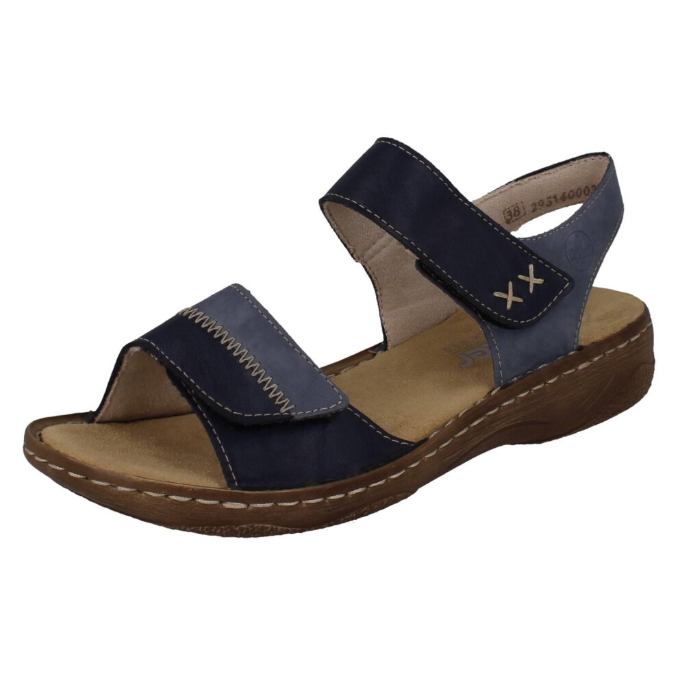 Rieker (Blue, Uk 4) Ladies Antistress Colour Panel Sandals V2860