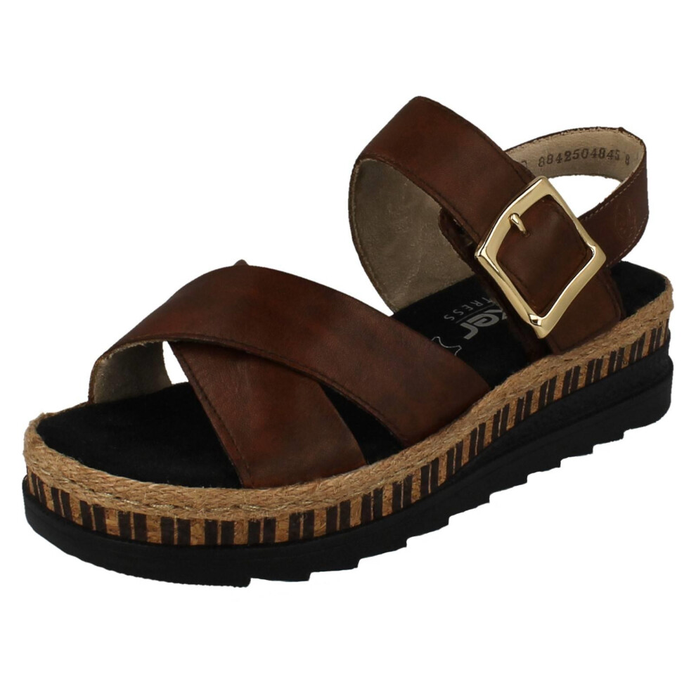 Rieker (Brown, Uk 7.5) Womens Hook And Loop Sandals V7951