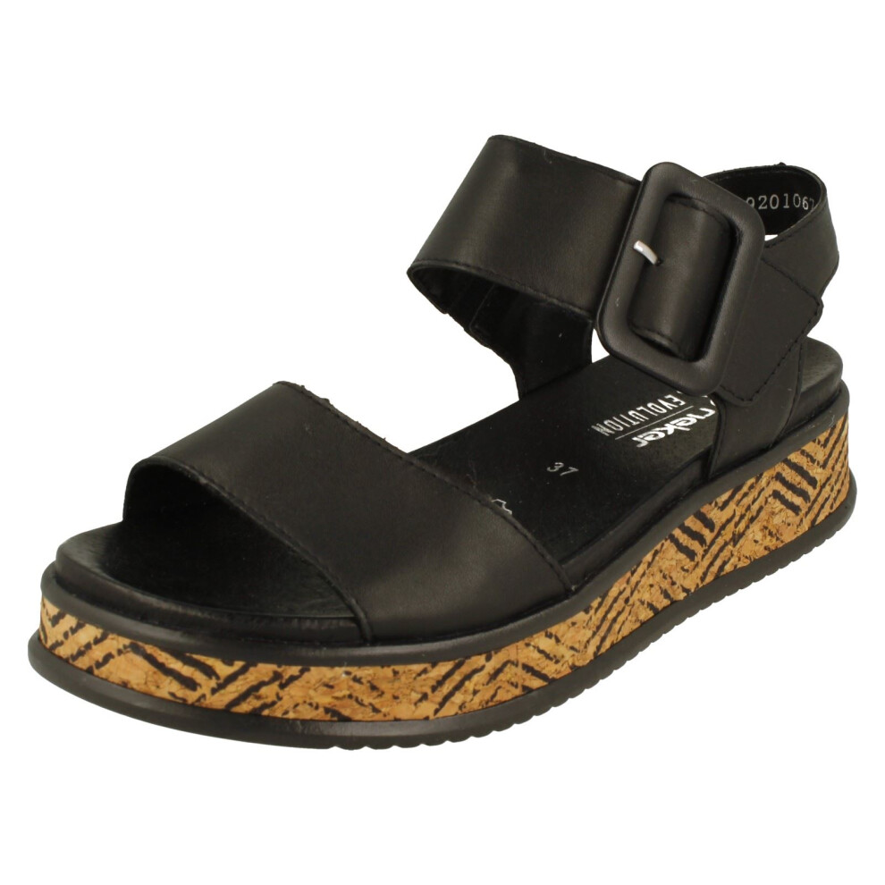 Rieker (Black, Uk 4) Ladies Evolution Adjustable Sandals W0800