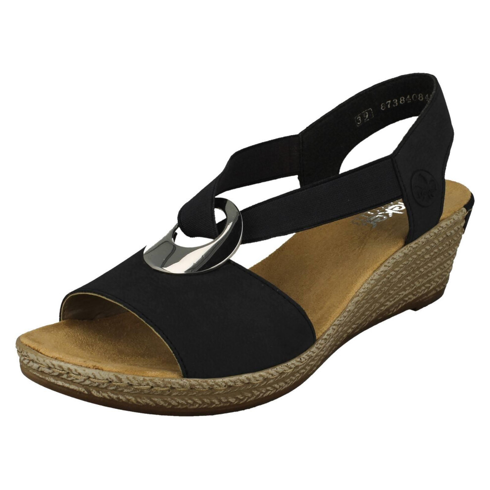 Rieker (, Uk 7.5) Ladies Wedge Heeled Sandals 624H6 Blue