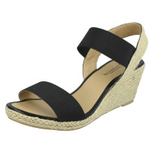 (Black, UK 5) Ladies Savannah Wide Fit Wedges F2292