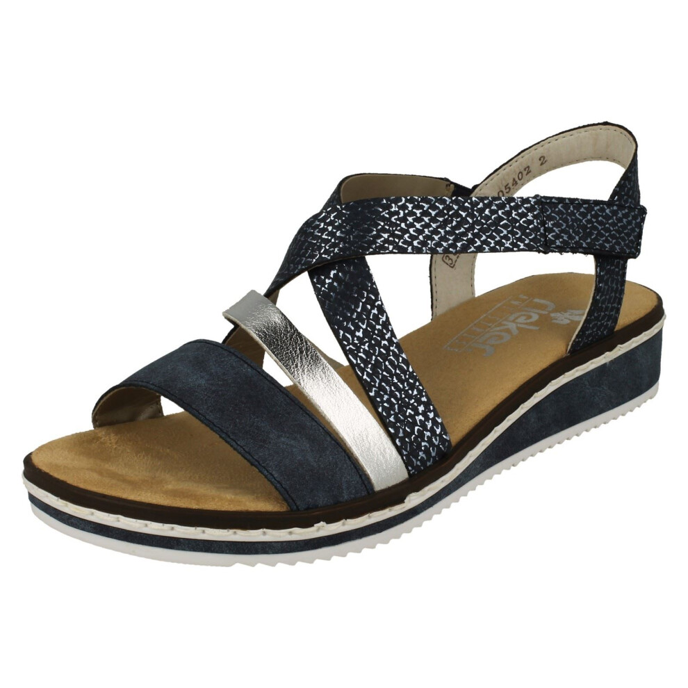 Rieker (Blue, Uk 8) Ladies Wedge Heeled Sandals V3663