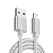 Balenie 3 nylonových nabíjacích káblov USB-Lightning pre iPhone 11 6,1" strieborných, 1 m
