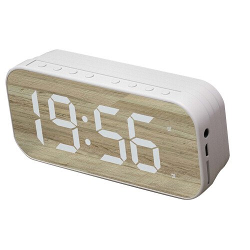 Bluetooth Speaker Alarm Clock Digital Clock with Bluetooth Speaker Mirror Digital Display Alarm Clock compatible Bedroom Office White 1