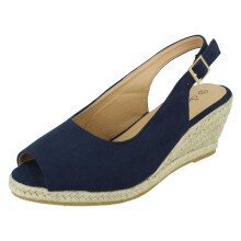 (Navy, UK 6) Ladies Savannah Wide Fit Wedges F2295