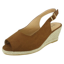 (Brown, UK 7) Ladies Savannah Wide Fit Wedges F2295
