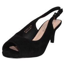 (Black, UK 8) Ladies Spot On Peep Toe Buckle Sling Wide Fitting Sandals F12045