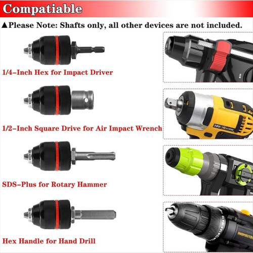 1.5–13 mm quick-release hand drill chuck 1/2–20UNF with SDS-Plus adapter 2
