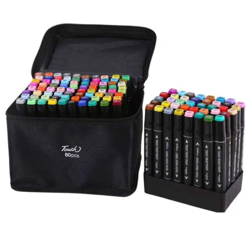 80-Pack - Marker Pens with Case - Double-Sided - Pens_Multicolor/multicolor 2