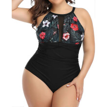 (style3521) Plus Size Swimsuit Women One Piece Swimsuit Tummy Control High Neck Bathing Suit Ruched Swimwear