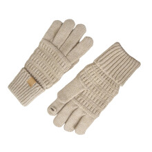 Winter Thicken Gloves Five Finger Stylish Knit Gloves-Beige OS