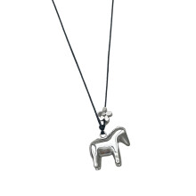 Collier à breloques cheval élégant avec motif floral en métal