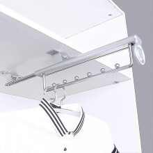 Pull-out pants rack, heavy duty aluminum telescopic wardrobe hanger rod, telescopic wardrobe rod tube for hanging clothes, top mounted