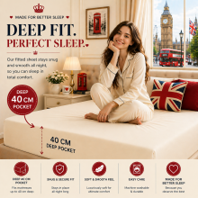 (Cream, King) Fitted Sheet 40cm Extra Deep Single Double King Size Bed Sheets UK Soft Microfiber Wrinkle Resistant Easy Care