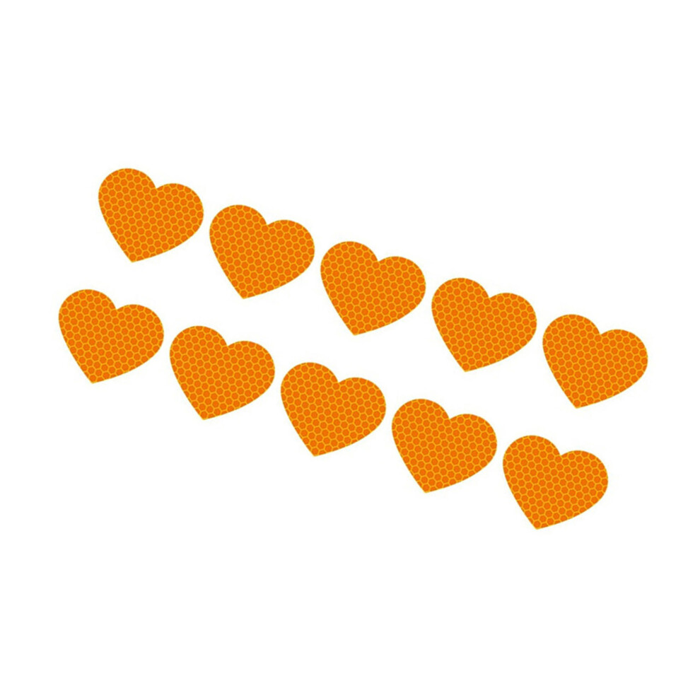 10Pcs Small Reflective Heart Decals For Cars Waterproof- Orange 7627001447509