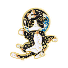 Starry Nights Cats Astronaut Enamel Pin Zodiacs Themed-QHXZ5188