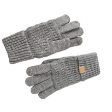 Trendy Mitten Knit Gloves Warm for Girl Women Thicken-Gray OS