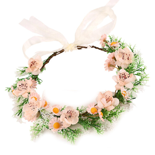 Adjustable Floral Headbands Plastic Grass Fabric-snow tooth