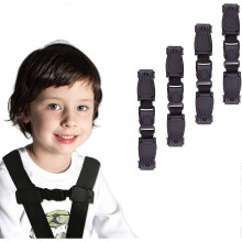 4 Pieces Child Auto Clip Strap Clip, Chest Harness Belt Clip, Durable, Prevent Children From Taking Their Arms Off The Seat Belt, 4 Pieces. (black)