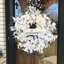 Rattan Circle Simulation 17in Artificial Flower Wreath Spring Front Door Hanging Garland Outdoor