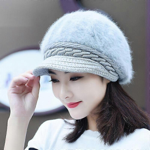 Wool Warm Cap Winter Hat Visor Beret Cold Weather for Women