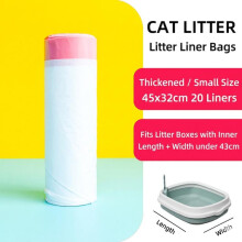 Paquete de 20 bolsas para arenero de gato de 45x32 cm con cordón ajustable. Bolsas resistentes a los arañazos con asas fáciles de abrir