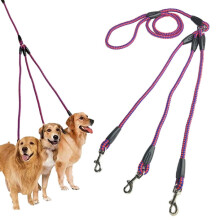 140 cm lange Mehrkopf-Hundeleine für 1 bis 3 Hunde (rosarot)