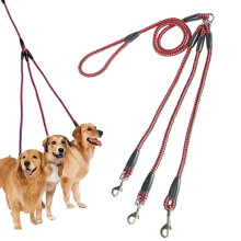 140 cm lange Mehrkopf-Hundeleine für 1 bis 3 Hunde (rot)