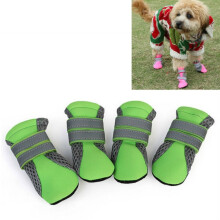 Selling 4-piece sets of pet shoes, dog shoes, walking shoes, small dog pet supplies. Size: L (green)
