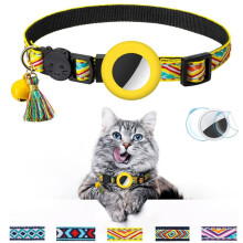 Collare con campanellino colorato per animali domestici compatibile con AirTag di seconda generazione / AirTag di prima generazione (gi