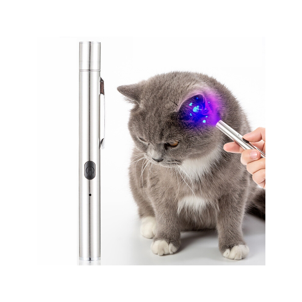 Black/Silver Woods Lamp Cat Moss Detection Lamp Cat Urine Head 365Uv Mirror Ultraviolet Fluorescent Agent Money Detector Lamp(Silver)