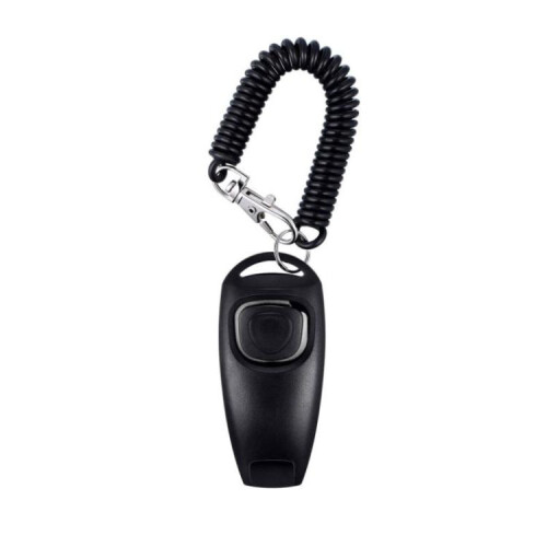 Σφυρίχτρα Clicker για Εκπαίδευση Κατοικίδιων 2 σε 1 με Μακρύ Βραχιόλι (Μαύρο)