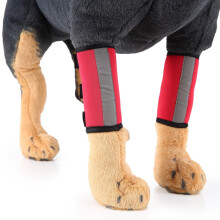 Pet knee brace/protective sleeve for dogs after surgery, size: M (red reflective)