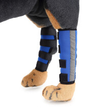Pet knee pads, dog leg protectors, pet protective gear, surgical wound protectors, size: M (HJ12 reflective style, blue knee pads)