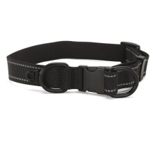 Pet Reflective Collar Waterproof Cloth Black Buckle, Size:S(Black)