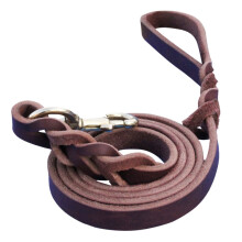 1,2 x 150 cm Leder-Haustierleine für den Außenbereich, Hundetrainingsleine (mit Metallhaken)