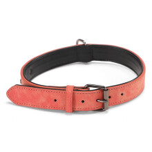 Collar para perro de cuero duradero de doble capa JINMAOHOU, tamaño: S 39x2,2cm (naranja)