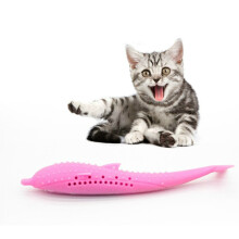 Catnip Cat Teeth Cleaning Silicone Dolphin Toy (Pink)