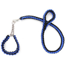 Hundeleine mit geflochtenem Gurtband, Sicherheitsleine für Haustiere, Größe: XL (Kettenstil, blau und schwarz).