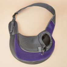 Huisdierdraagtas met verbrede schouderbanden, comfortabele en ademende crossbodytas voor katten, maat: Groot (paars)