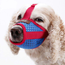 Museruola per cani Doglemi, accessori per animali domestici, traspirante, antiabbaio, copri bocca per cani, Specifiche: S (Rosso)