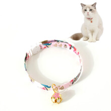 Collare regolabile per cani e gatti con campanellino cavo a forma di fiore, taglia: S 17-32 cm (rosa)