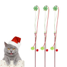 PCS Hairball Pendant Funny Cat Stick Scratch-Resistant Long Rod Wire Cat Toy(Christmas Color)