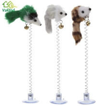 3 PCS Fun Cat Elastic Toy Fake Mouse with Suction Cup Base, Cat Scratching and Biting Toy for Pets (Random Color)