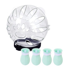 Cat Space Hood Anti-Bite Mouth Cover + Second-Generation Foot Cover, Color: Small Light Green